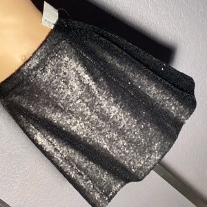 DECREE - NWT - flare skirt w allover black sequins, zipper, lined - L